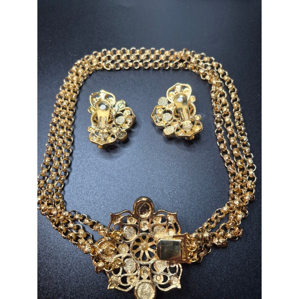 Vintage Jose Maria Barrera for Avon Marbella Necklace & Clip Earrings Set 1992 - Picture 7 of 15